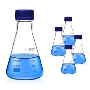 Okulab 4-Piece 250ml Glass Erlenmeyer Flask Set