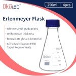 Okulab 4-Piece 250ml Glass Erlenmeyer Flask Set