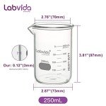 12-Piece Heavy Duty Glass Beaker Set, 250ml