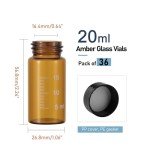 36Pcs 20ml Amber Glass Lab Sample Vials