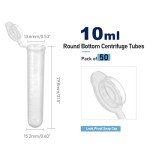 50Pcs 10ml Round Bottom Centrifuge Tubes Set