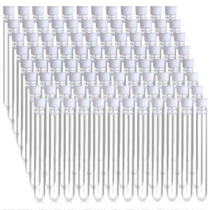 200 Clear Plastic Test Tubes with Caps, 12 ml