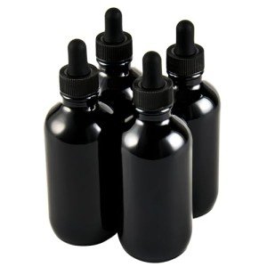 4-Pack 4oz Black Glass Dropper Bottles