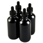 4-Pack 4oz Black Glass Dropper Bottles