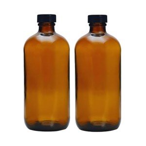Amber Glass Bottles with Airtight Cone Caps - 32oz