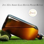 Amber Glass Bottles with Airtight Cone Caps - 32oz