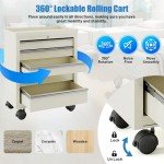 Mobile Bedside Cart with Wheels and 5 Drawers