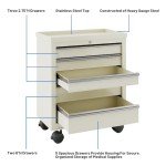 Mobile Bedside Cart with Wheels and 5 Drawers
