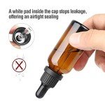 Amber Glass Dropper Bottles for Essential Oils - 4 Pack