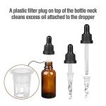 Amber Glass Dropper Bottles for Essential Oils - 4 Pack