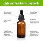 Amber Glass Dropper Bottles for Essential Oils - 4 Pack