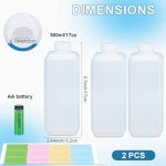 UMETASS 18oz Leak-Proof Plastic Laboratory Bottles (2 Pack)