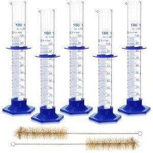 5 Pack 100ml Graduated Thick Glass Cylinders