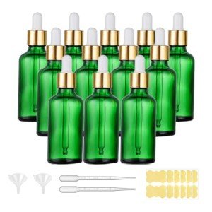 Green Glass Dropper Bottle 1.75 oz for Liquids