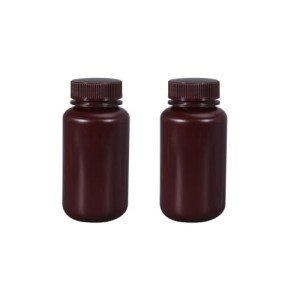 Wide Mouth Amber Plastic Lab Reagent Bottles (2 Pcs)