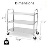 Stainless Steel Rolling Lab Utility Cart - 220 lbs