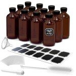 Amber Glass Jars with Lids - 12 Pack