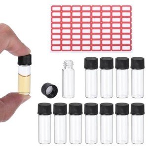 PATIKIL 2ml Clear Glass Vials, 25-Pack with Caps