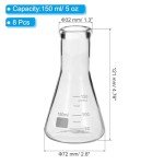 PATIKIL 150ml Borosilicate Erlenmeyer Flask Set 8Pcs