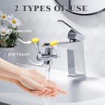 Yellow Faucet-Mounted Eye Wash Station with Cover