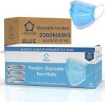 2000pcs Soft 3-Ply Disposable Face Masks - Blue