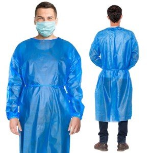 Blue Disposable Isolation Gown Pack of 10, Large