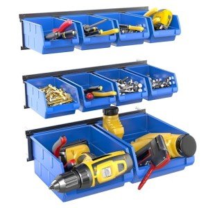 Wall Mounted Storage Bins for Small Parts - Blue
