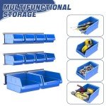 Wall Mounted Storage Bins for Small Parts - Blue