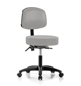 Height Adjustable Doctor's Stool with Back - Gray