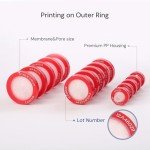 100 Pack PTFE Syringe Filters 0.45μm 25mm Red