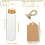 50 Pack Clear Plastic Test Tubes with Caps