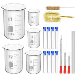 ZEEROQOLAB 5-Piece Glass Beaker Set with Accessories