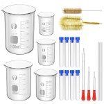 ZEEROQOLAB 5-Piece Glass Beaker Set with Accessories