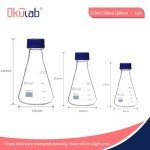 Okulab 3-Piece Erlenmeyer Flask Set with Blue Caps