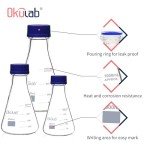 Okulab 3-Piece Erlenmeyer Flask Set with Blue Caps
