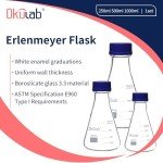 Okulab 3-Piece Erlenmeyer Flask Set with Blue Caps