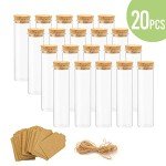 20 Pcs 60ml Clear Flat Test Tubes with Corks