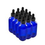 12 Pack Blue 4 oz Glass Dropper Bottles