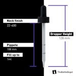 12 Pack Blue 4 oz Glass Dropper Bottles