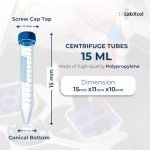 LabXcel 15ml Sterile Centrifuge Tubes with Caps