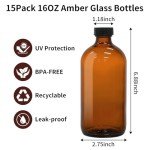 15 Pack Amber Glass Bottles with Caps