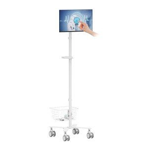Height Adjustable Mobile Medical Monitor Cart with Wheels