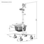 Height Adjustable Mobile Medical Monitor Cart with Wheels