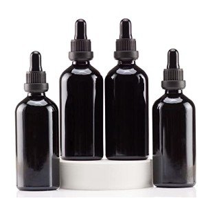 YIZHAO 4oz Black Glass Dropper Bottles - 4 Pack