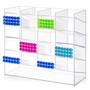 Acrylic Tube Rack with 16 Compartments and Trays