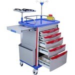 Rolling Medical Crash Cart with Adjustable IV Pole