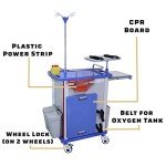 Rolling Medical Crash Cart with Adjustable IV Pole