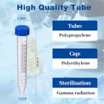 15ml Centrifuge Tubes, RNase & DNase Free, 50 Pack