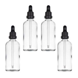 Clear Glass Dropper Bottles 4oz - 4 Pack