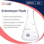 Okulab 3000ml Glass Erlenmeyer Flask Set
